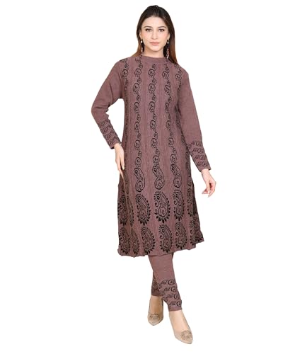 Image of Grand Line Women's Acrylic Woolen Winter Wear Warm Kurta with Palazzo Set