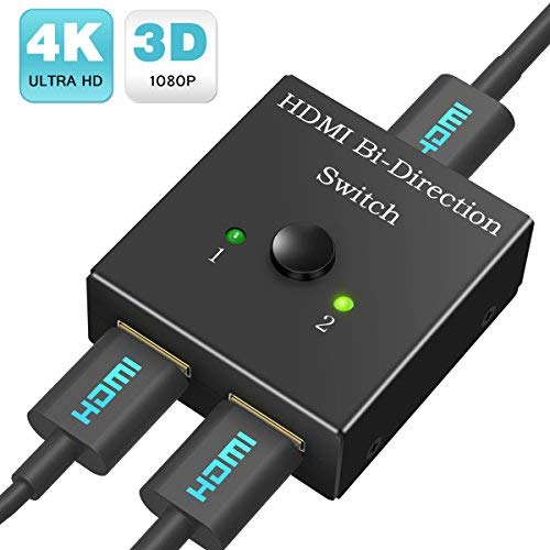 HDMI Switch Bi-Directional Switcher 1 in 2 Out / 2 in 1 Out HDMI Splitter Support HDCP Ultra HD 4k 3D 1080p for HDTV / PS4 / DVD/DVR/Xbox etc