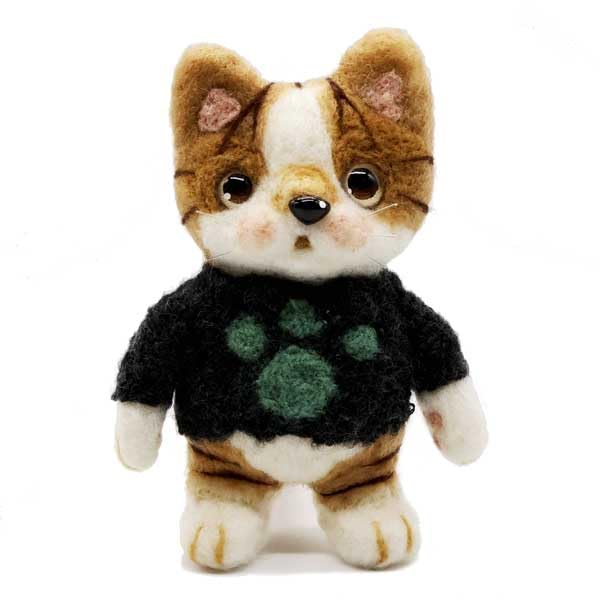 羊毛フェルト 猫 茶白猫雑貨 ぬいぐるみ マスコット 羊毛フェルト 猫 茶白猫雑貨 ぬいぐるみ マスコット