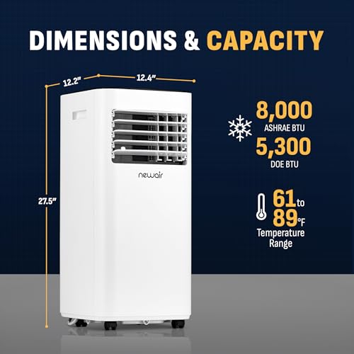 Newair 8,000 BTU Portable Air Conditioner for Bedrooms & Small Rooms | Compact Portable AC Unit for Room with Self-Evaporative Cooling, Dehumidifier & Remote Control | White - Image 8