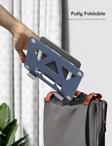 Image of Aoviho Adjustable Laptop Stand for Desk,Portable Laptop Stand Holder and Riser,Foldable Aluminum Notebook Computer Stands for MacBook Air Pro HP Lenovo Dell Samsung, 10-15.6 inch (Navy-Silver-Black)