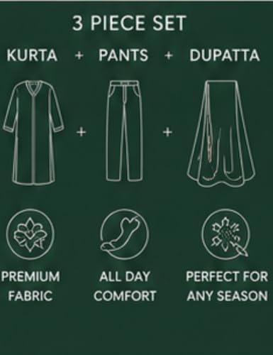 Image of Women's Blue Color Polyester Kurta Set with Pant & Dupatta | 3-Piece Suit