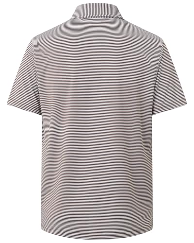 Image of Golf Shirts for Men - Dry Fit Moisture Wicking Short Sleeve Performance Sport Casual Striped Collared Mens Polo Shirt