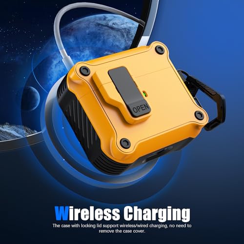 Image of RFUNGUANGO AirPods 3 Case with Lock Magnetic Lid, Yellow