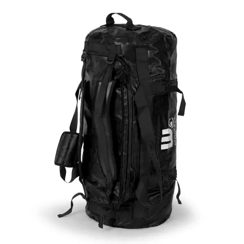 Howzit Sac de Voyage Étanche 90L – Grand Duffel Bag Expédition Polyester 500D – Convertible Sac à Dos ou Main – Coutures Soudées & Zip Étanche – Noir – Idéal Voyage, Kayak, Camping et Plongée