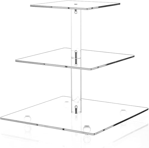 Soporte para cupcakes de vidrio acrílico de 3 niveles, soporte para pasteles, soporte para cupcakes, soporte de postre, plato para servir fiesta de