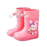 Hixingo Waterproof Lightweight Toddler Rain Boots, Cartoon Toddler Wellies Kids Boys Girls,Welly Boots for Little Kids Unisex Rubber Outdoors Rain Shoes (Rabbit,4)