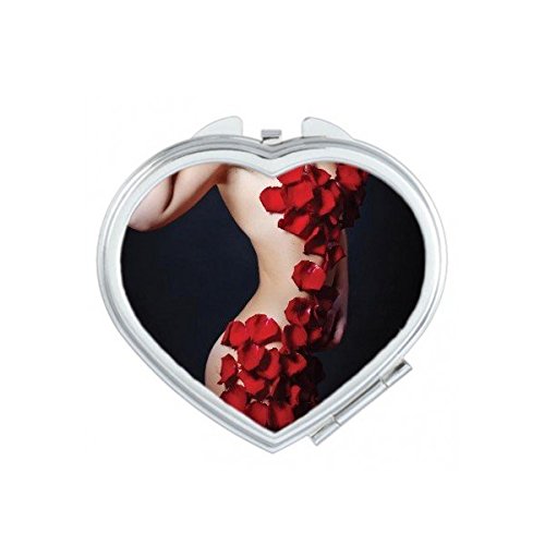 Miroir compact de poche maquillage de forme coeur élégant rose