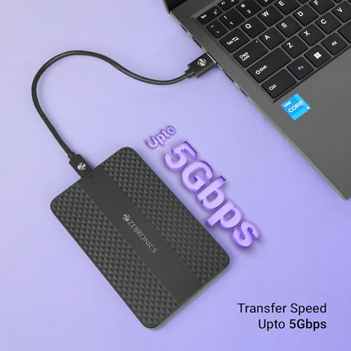 Image of Zebronics 2.5 inch SSD /HDD Enclosure, Max. 6TB Storage, Upto 5Gbps Transfer Speed, Tool-Free Slide Design, Type-C 3.1 Gen 1 Connector, Windows, Mac, Linux Support (CSH501)