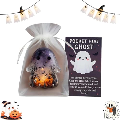 Pocket Hug Ghost Ghost Pockets Cards Pocket Comfort Ghosts Halloween Pockets Hug Ghost with Encouragement Card Emotional Support Ghosts Cute Mini Decorative Souvenirs