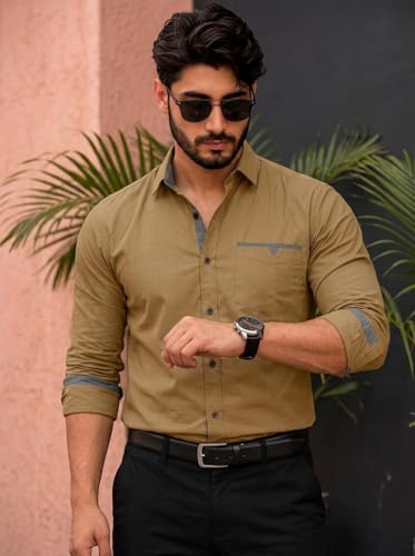 Image of Amazon Brand - INKAST Cotton Shirt for Men | Regular Fit Full Sleeve Casual Shirt | Stylish Formal Office Wear Shirts for Men | Soft Comfortable Breathable Cotton Fabric | Fashionable Office Wear