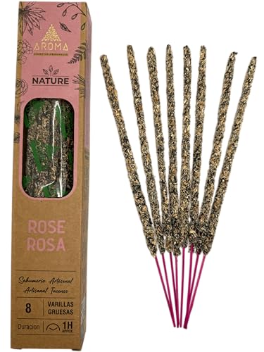 Incienso Orgánico Rosa Aroma Nature   8 Varillas 1h duración   HOSTENATURA