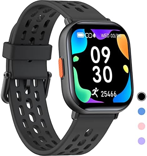 Kids Smart Watch for Boys Girls,IP68 Waterproof Kids Fitness Activity Tracker Watch,Heart Rate Sleep Monitor,8 Sport Modes, Pedometers, Calories Counter, Alarm Clock, Kids Gifts for Teens 6+ (Black)