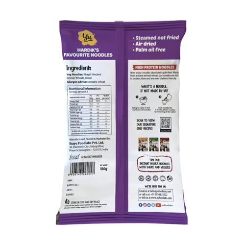 Image of Yu Foodlabs Noodles Combo Pack - Whole Wheat Atta + Veg Hakka + Fab High Protein Noodles - Extra Long & Extra Soft - No Preservatives & 100% Natural - Just Boil - Ready in 5 mins - 450grams