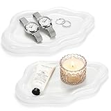 Mezchi 2 Pack Ceramic Jewelry Tray Trinket Dish, Cloud Shape Decorative Ring Tray, Perfume Tray Home Decor Aesthetic, Candle Tray for Aesthetic Room Decor, Birthday, Mother's Day
