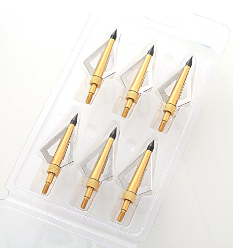 ETU24® 6X Jagdspitzen Pfeilspitzen für Armbrust und Bogen Alu Gold mit 3 Klingen aus 430 Edelstahl - Direktversand aus Deutschland Cover