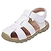DADAWEN Boy's Girl's Leather Closed Toe Outdoor Sport Sandals (Toddler/Little Kid/Big Kid) White US Size 5 M Toddler