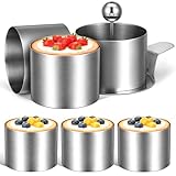 COLLBATH Dessertformen 6 Stück Edelstahl Rund 7cm Durchmesser 5cm Höhe mit Deckeln für Mousse Kuchen und Pudding Backen Zuhause