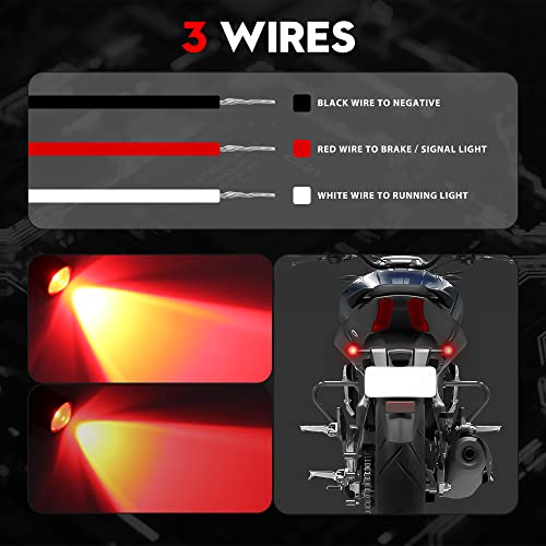 Vehicode Motorcycle Led Turn Signals And Brake Lights 3 Wire Red Bolt Bulb Mini Rear Running Tail Indicator Blinker Black Universal Mount Replacement For Harley Honda Kawasaki Suzuki (2 Pack) #TOP4