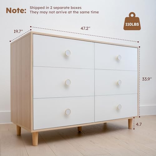 White Baby Dresser for Bedroom, 6 Drawer Organizer for Closet Storage - image 2