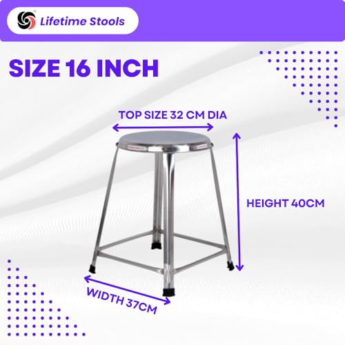 Image of 18 Inch Round Shape Stainless Steel Stool for Sitting Outdoor, Shop, Medical & Cafeteria Pack of 1