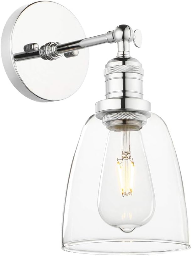 Lámpara de pared industrial NOKTAI vintage con pantalla de vidrio transparente