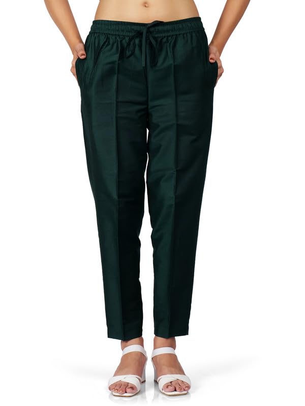 Image of Trouser Pants for Women,Stylish Trousers for Woman for Kurti Relaxed & Regular Straight fit Palazzo,Ethnic Bottom Formal Pants for Women Office wear Casual & Daily Use