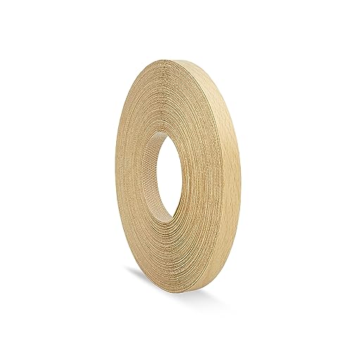 Beech Edging 15 mm x 7.5 m Pre Glued Adhesive Real Wood Veneer Edge Banding Tape Kitchen Cabinet Repair Worktop Laminate Shelf Table Door Cupboard Plywood Formica Chipboard Furniture Strip Wood Trim