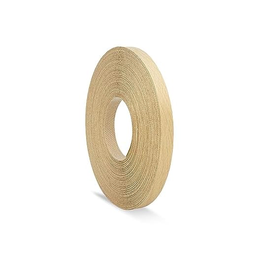 Birch Edge Banding 1/2 inch x 25 feet Wood Veneer Pre Glued Adhesive Edging Trim Band Tape Iron On Flexible Strip Roll Laminate Cabinate Countertop Furniture Shelf MDF Board Paintable Edgebanding