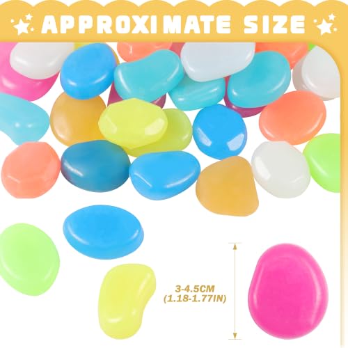 Image of 50 PCS Large Glow in The Dark Rocks - Mixed Color Luminous Stones 4.5cm Big | Glow Stones Fish Tank Rocks Outdoor Decor Garden Yard Walkway Pathway FD05LMX50