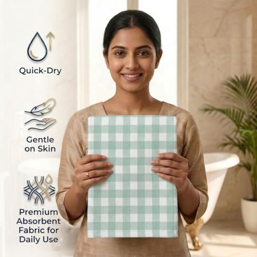 Image of Athom Living Premium Bath Towel 75 x 150 cm Pack of 1 Waffle Towel,Ultra Absorbent, Quick Dry, and Durable - Ideal for Spa, Gym, and Everyday Use, Light Green Color