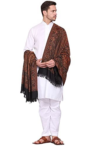 Image of Weavers Villa Men's Paisley Design Woven Poly Wool Blend Gents Shawls, Muffler, Stoles for Men