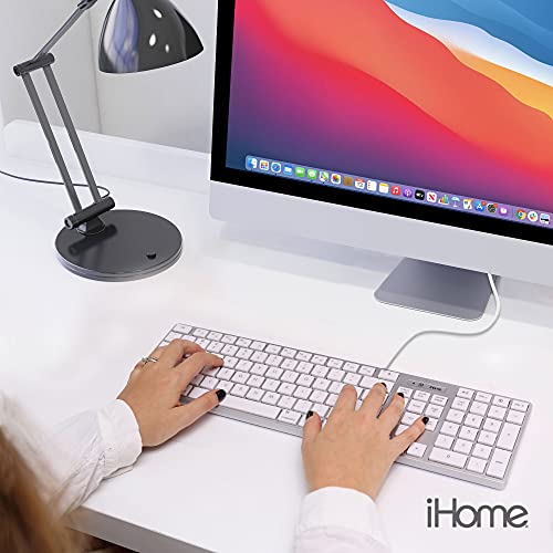 iHome Full Size Mac Keyboard - Apple IOS Mac iMac Windows Desktop PC Laptop - Wired