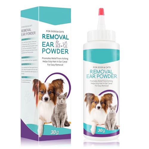 Ycaaeo Ohrenreiniger für Hunde, Hundeohren Reiniger, Pulver zur Enthaarung von Hundeohren, Ohrreiniger für Hunde, Ohrenschmalz Schnell Entfernen, für Alle Hunde Geeignet