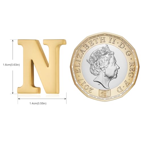 Image of HONEY BEAR Mens Womens Initial Alphabet Letter Lapel Pins Collar Badge Brooches for Business Wedding Graduation Gift Matte Gold 0.59 inches