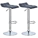 WOLTU BH28gr-2 Tabourets de Bar Lot de 2 en Cuir synthétique et Acier chromé, tabourets avec Caoutchouc Anti-dérapant,Gris