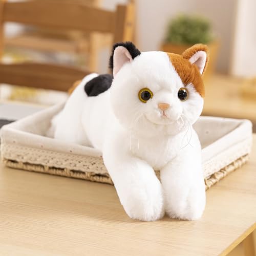 Image of PEACH CAT Calico Cat Plush Cute Kitten Stuffed Animal Soft Plushies Toy Pillow Gifts for Kids Black and Yellow 17.7 inch