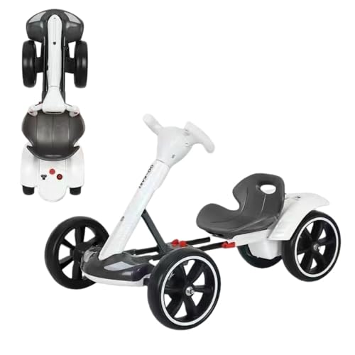 Damika 電動乗用ワイヤレスリモコンカー、電動トラック、親子、幼児教育、長寿命リモコン、PP素材、子供用乗用車おもちゃ、充電式、ペダル操作、リモコン、ギフト、交通機関、子供用クリスマスプレゼント、誕生日プレゼント (白色標準単電池)
