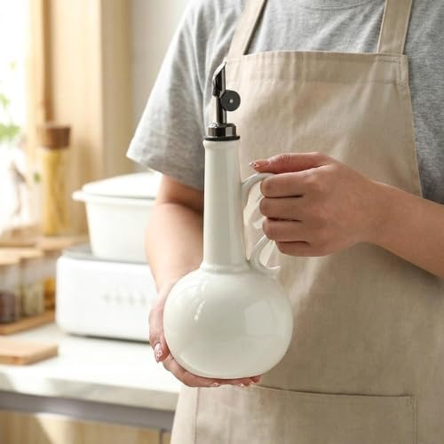 Botella dispensadora de aceite Chosertory de cerámica blanca individual con cierre 7