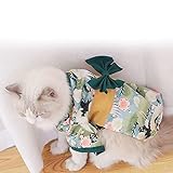 Dekori 和服風猫犬用服 ペット服 浴衣ハーネス華やか 小型犬着物 お祭り和風ワンピース お姫様ドッグウェア 記念撮影猫和服 桜 蝶結びかわいい お正月 お祝い 年末年 パラダイス 結婚式スカート コスチューム服 犬 着物 記念撮影 誕生日 L-4kg-6kgまで対応 グリーン 着物