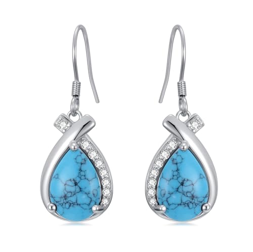 Boucles d'oreilles turquoise véritable argent 925 anti-allergie mères