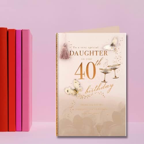 Clintons: Butterflies & Cocktails Daughter 40th Birthday Card, 40th Milestone Birthday Greetings Card, 234x156mm, multi