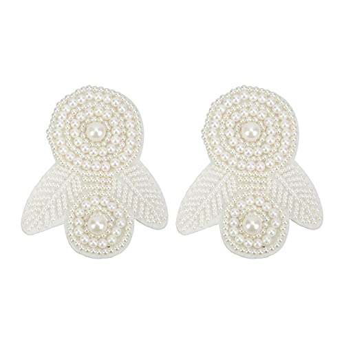 Haofy 2 Clips para Zapatos con Diamantes de Imitación y Perlas, Adorno Elegante para Planchar para Bolsos de Boda, Ropa, Accesorios de Moda para Mujer, Tela de Fieltro de Resina, Diseño de Lazo