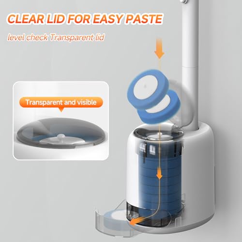 Image of Disposable Toilet Brush,Wall Mounted Disposable Toilet Bowl Cleaner Wand,Automatic Pop-Out & Close Toilet Scrubber with Holder 8 Cleaner Refill Pads 360 Deep Clean for Bathroom Cleaning