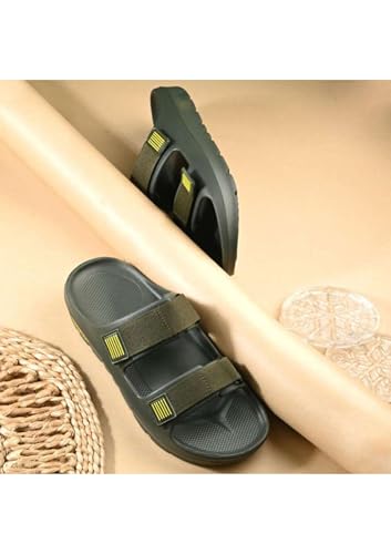 Image of Sliders for Men - Lightweight Mens EVA Slides | Cushioned, Waterproof, Adjustable Strap | All-Day Comfort with Double Strap Sandals