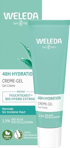 WELEDA Bio 48h Hydration Creme Gel - vegane Naturkosmetik Gesichtspflege mit patentiertem Feuchtigkeit + Bio-Hydro Extrakt. Schnell einziehende Gesichtscreme mit Aloe Vera & Phyto Glycerin (1x 30ml)