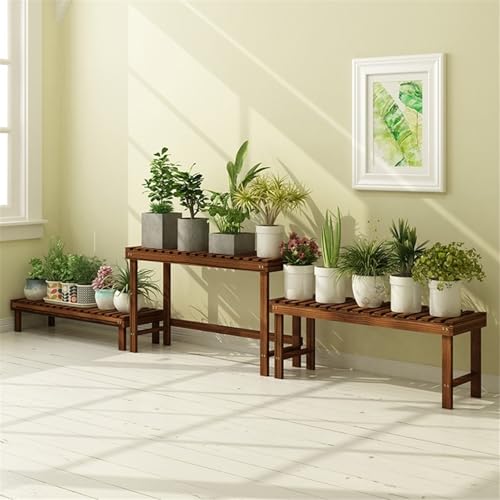 Recipientes para plantas suculentas, macetas decorativas de suelo, gran capacidad de carga, soporte de madera de múltiples niveles para flores para balcón y taburete para plantas de interior