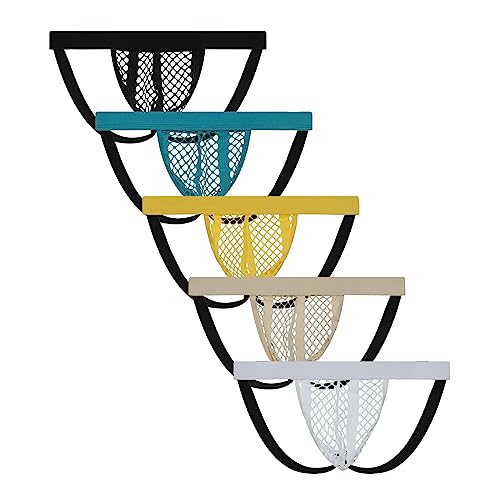 Swbreety Men's See Through Fishnet Jockstrap Underwear Mesh Jock Strap G-String Thongs Underpants