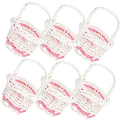 CONGARTENO 6 Stück Kleiner Rattan Körbe mit Henkel Tragbare Miniatur...