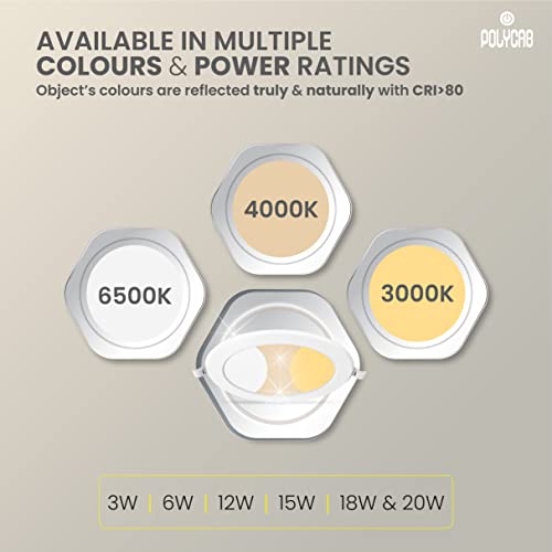 Image of Polycab 12W LED Panel Light Scintillate Edge Slim Round Smart Offers Bright Lumination Long Lifespan No Harmful Radiation (Neutral White, 4000K, 10 PCS, Cut Out: 5.9 inches)